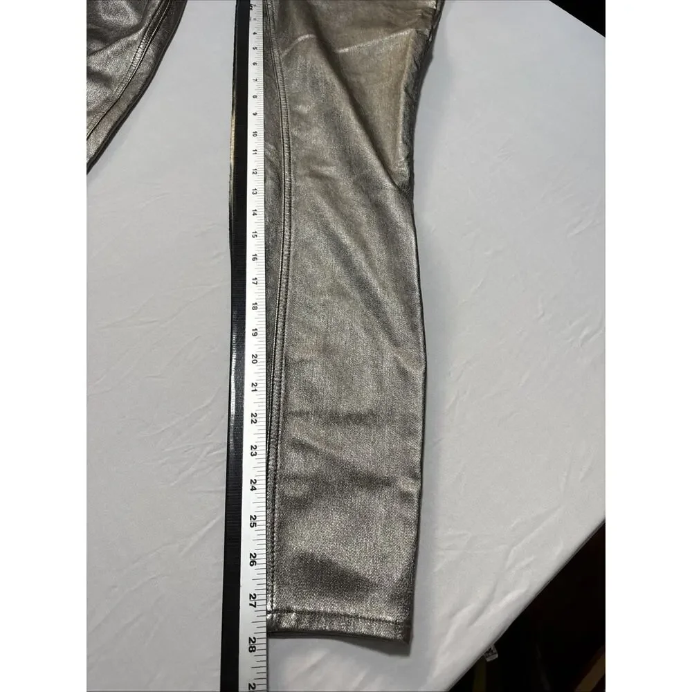 We The Free Women's 28 High Waist Button Fly‎ Metallic Pants Jeggings Retro Sexy